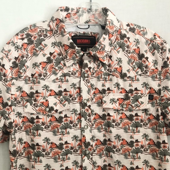 Rock & Roll Denim Snap Shirt Tropical Men's Small NWT - Picture 3 of 12